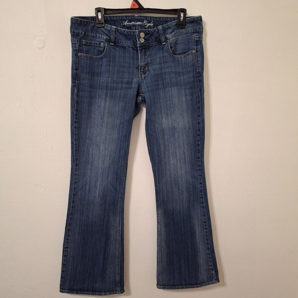 American Eagle Jeans Womens 14 Blue Artist Boot Cut Stretch Flare Denim Y2K